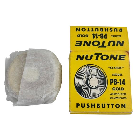 Nutone Classic Pushbutton Door Bell PB-14 Gold Round New in Box - Picture 1 of 4